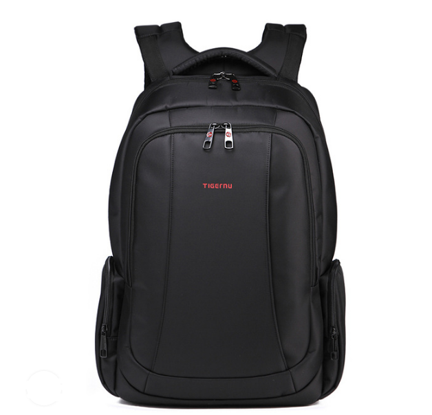 Nylon Laptop Backpack 15.6" — USB Charging Port Travel & Student Bag (Black)