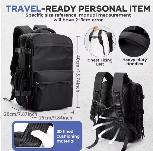 Large Capacity Travel Laptop Backpack — Everyday & Adventure Bag (Pink / Black / Silver Gray / Beige / Light Purple)