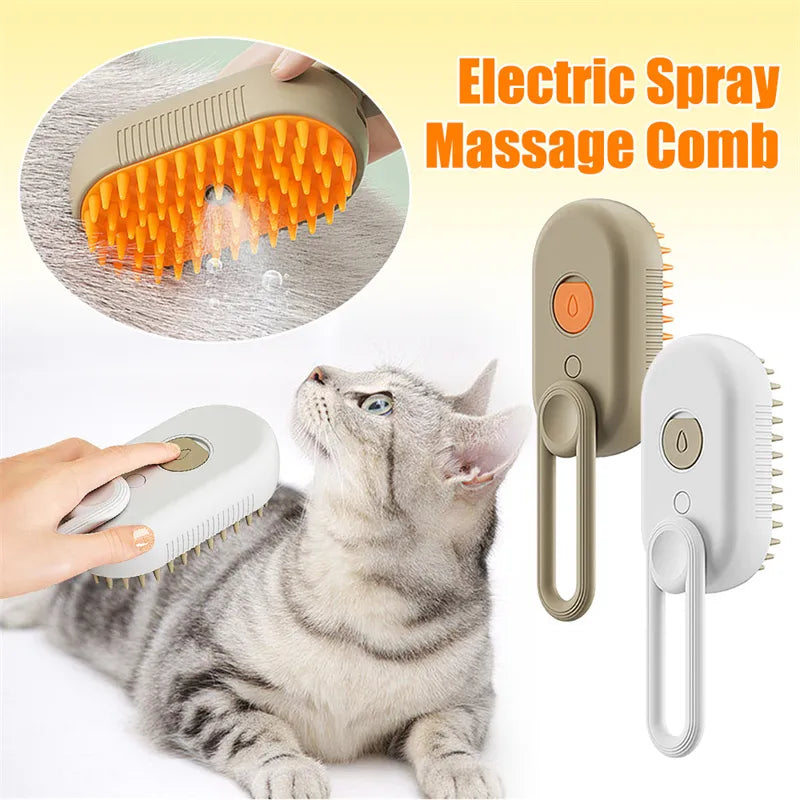 Brosse de toilettage électrique à vapeur 3-en-1 pour animaux de compagnie