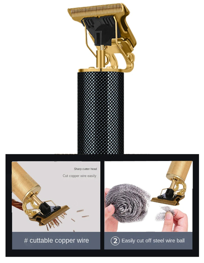 Professional Cordless Barber Hair Clipper & Beard Trimmer – Titanium T-Blade, 180-Min Battery, IPX4 Waterproof | Black/Gold/Aztec