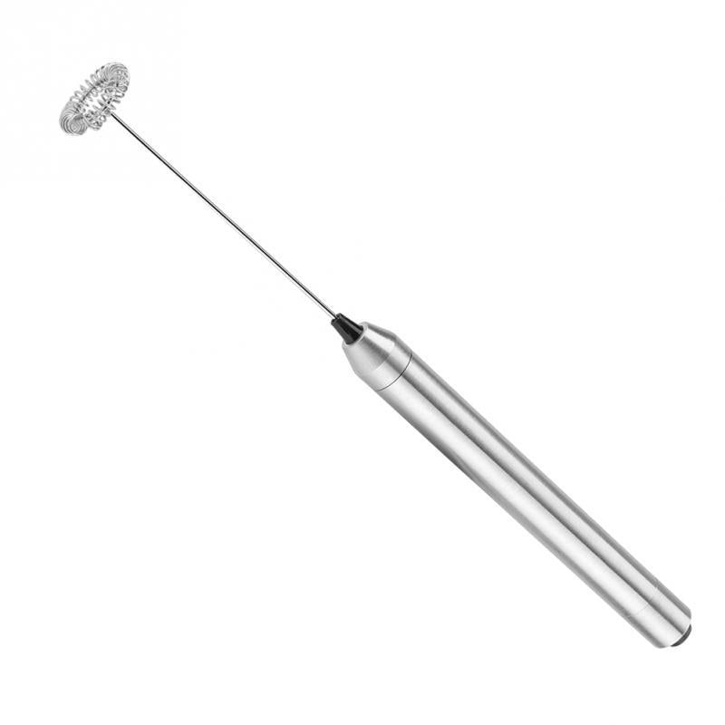 Stainless Steel Electric Milk Frother with Cleaning Brush — Portable Foam Maker for Coffee & Latte