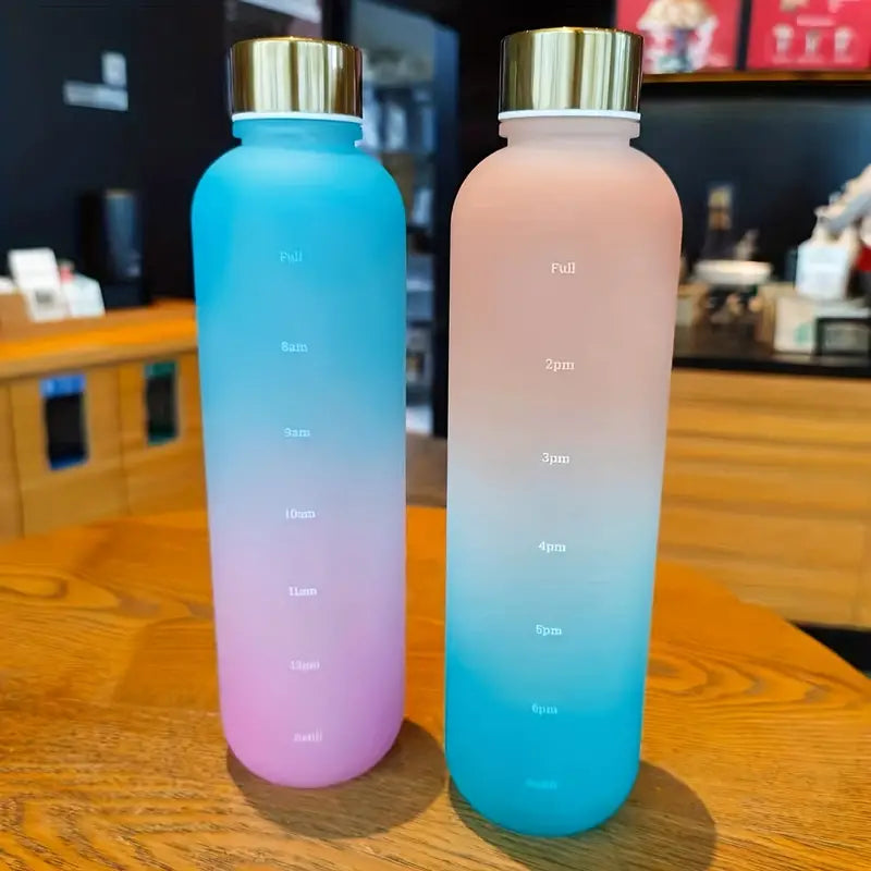 Bouteille d'eau dégradée 1000 ml avec marqueur de temps — Gourde motivante sans BPA