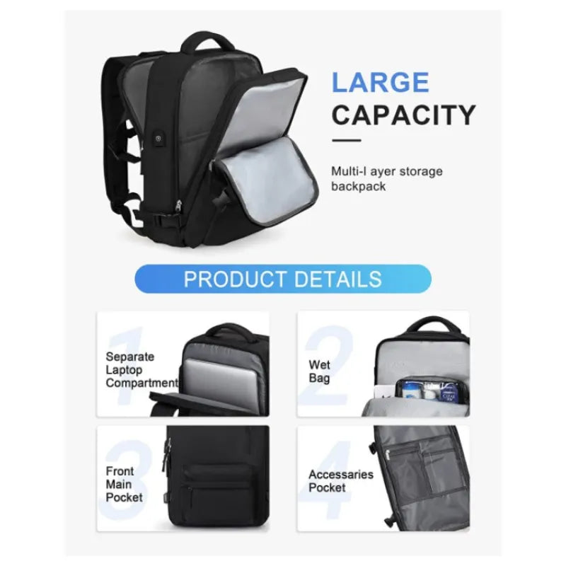 Large Capacity Travel Laptop Backpack — Everyday & Adventure Bag (Pink / Black / Silver Gray / Beige / Light Purple)