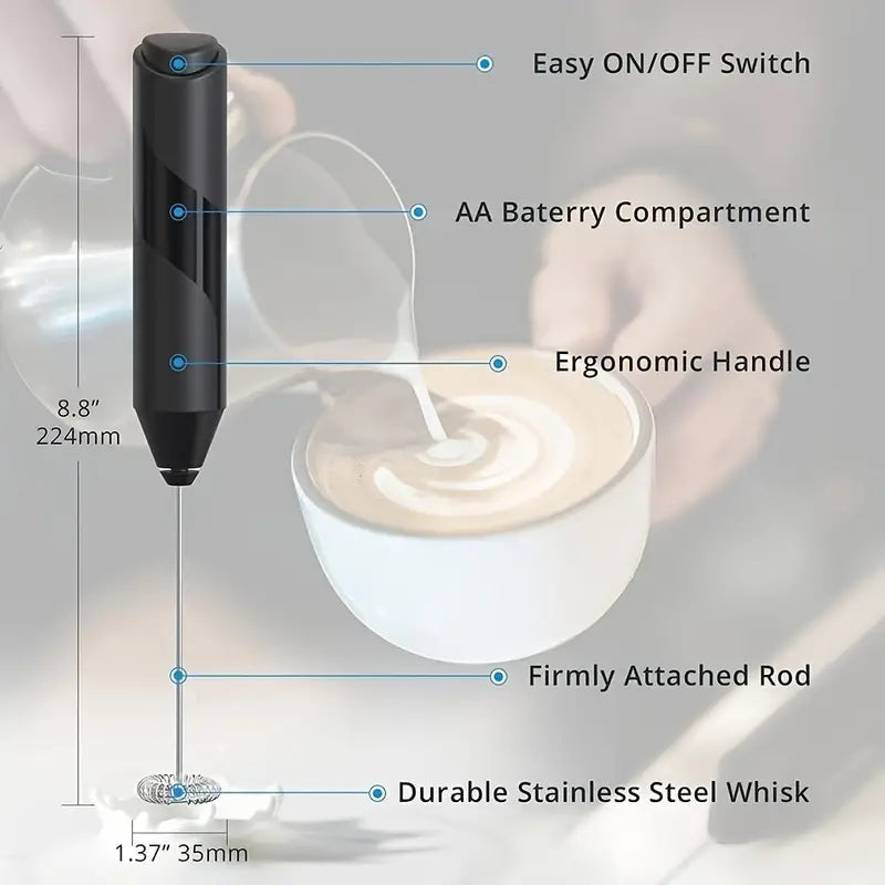Handheld Milk Frother — Mini Electric Foam Maker for Coffee, Latte & Matcha