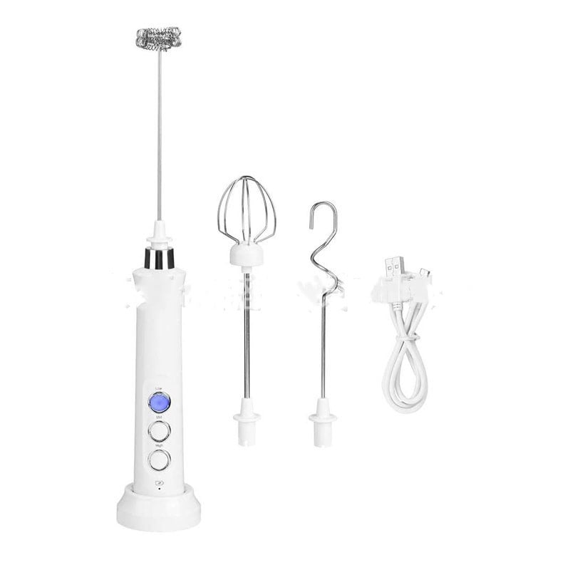Mousseur à lait électrique rechargeable — Fouet en acier inoxydable pour café, latte et cappuccino