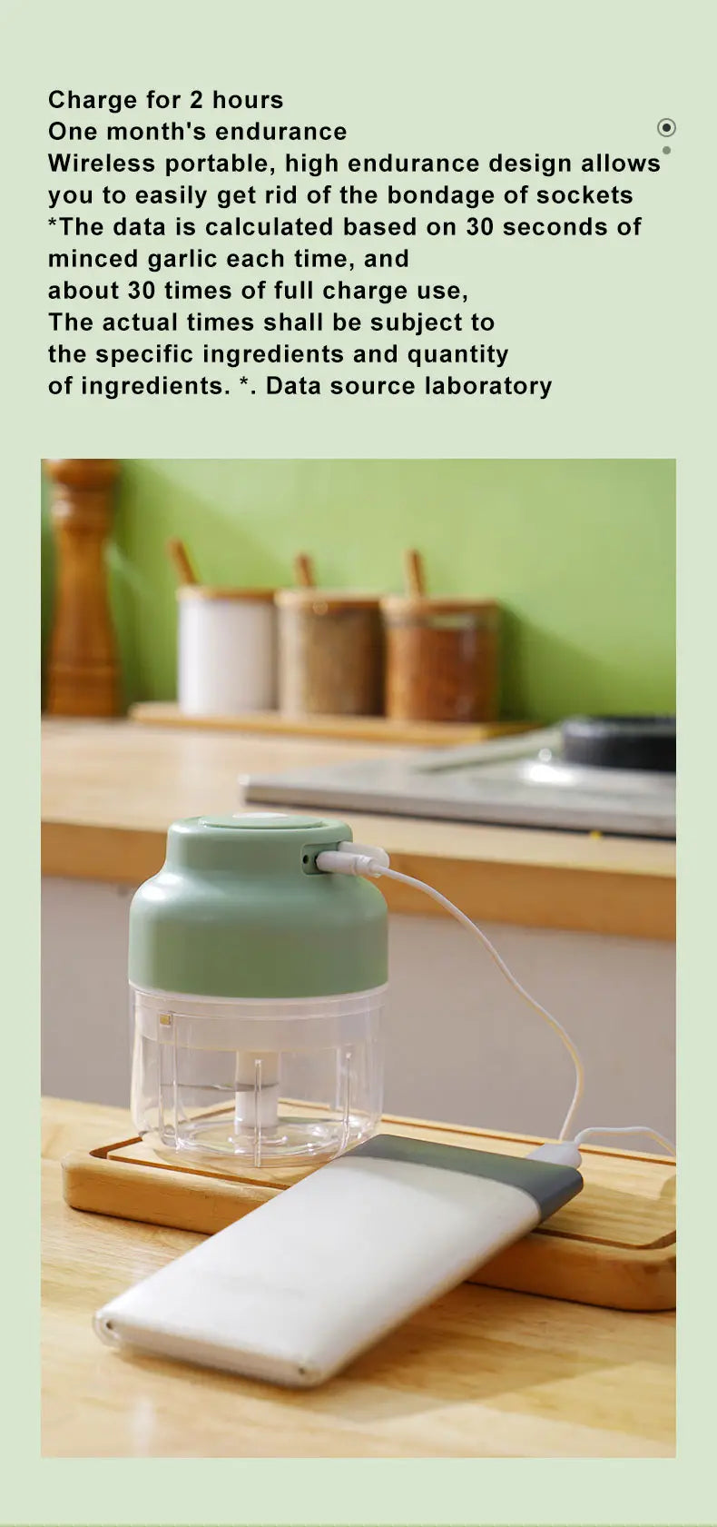 Handheld Electric Mini Garlic Chopper - 250ml Portable