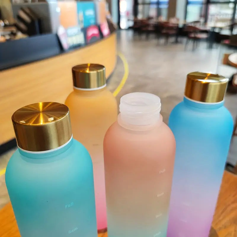 Bouteille d'eau dégradée 1000 ml avec marqueur de temps — Gourde motivante sans BPA