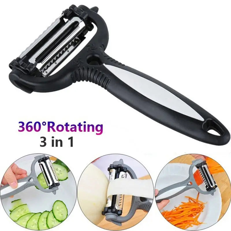 3-in-1 Rotary Fruit and Vegetable Peeler and Slicer