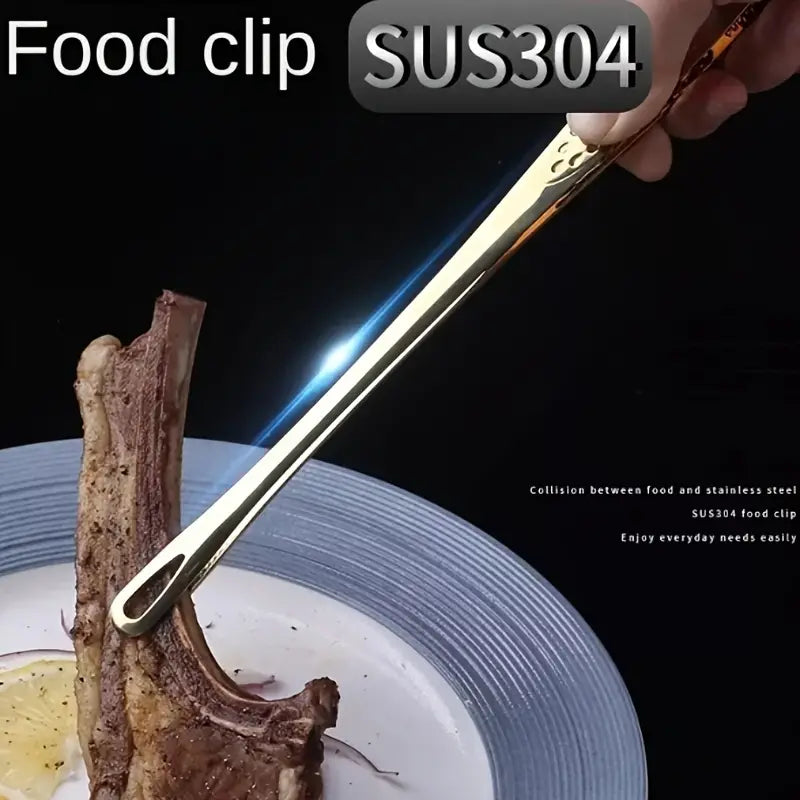 304 Stainless Steel BBQ Serving Tongs — Heat-Resistant Kitchen & Grilling Tongs (Golden & Silvery)