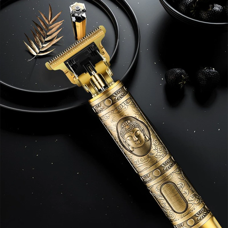 Professional Cordless Barber Hair Clipper & Beard Trimmer – Titanium T-Blade, 180-Min Battery, IPX4 Waterproof | Black/Gold/Aztec