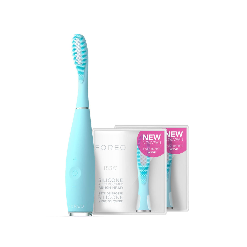 FOREO ISSA 3 Bundle – 4-in-1 Sonic Silicone Electric Toothbrush + 2 Brush Heads