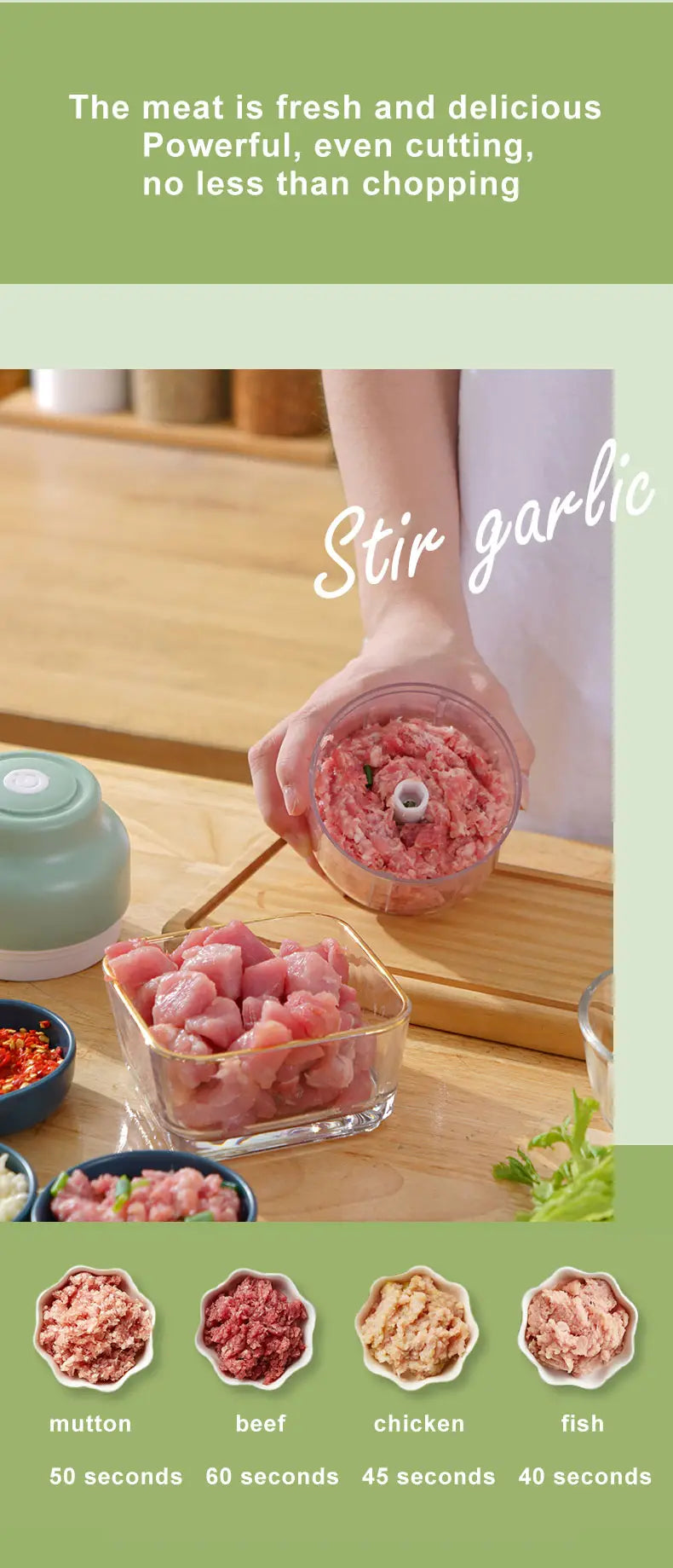 Handheld Electric Mini Garlic Chopper - 250ml Portable