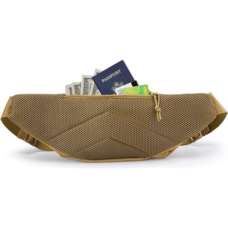 Sac banane tactique en nylon – Pochette de randonnée et sports de plein air | Noir et kaki